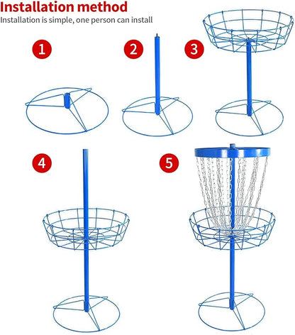 Disc Golf Basket with Discs