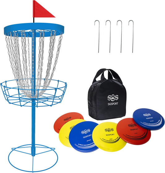 Disc Golf Basket with Discs